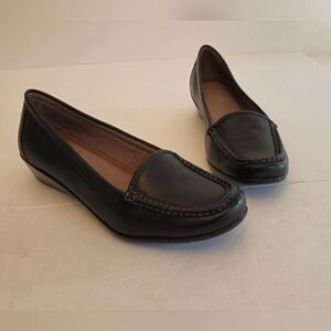 Eastland Bailey Women's Black Leather  Slip on Loafer Wedge Size 11W